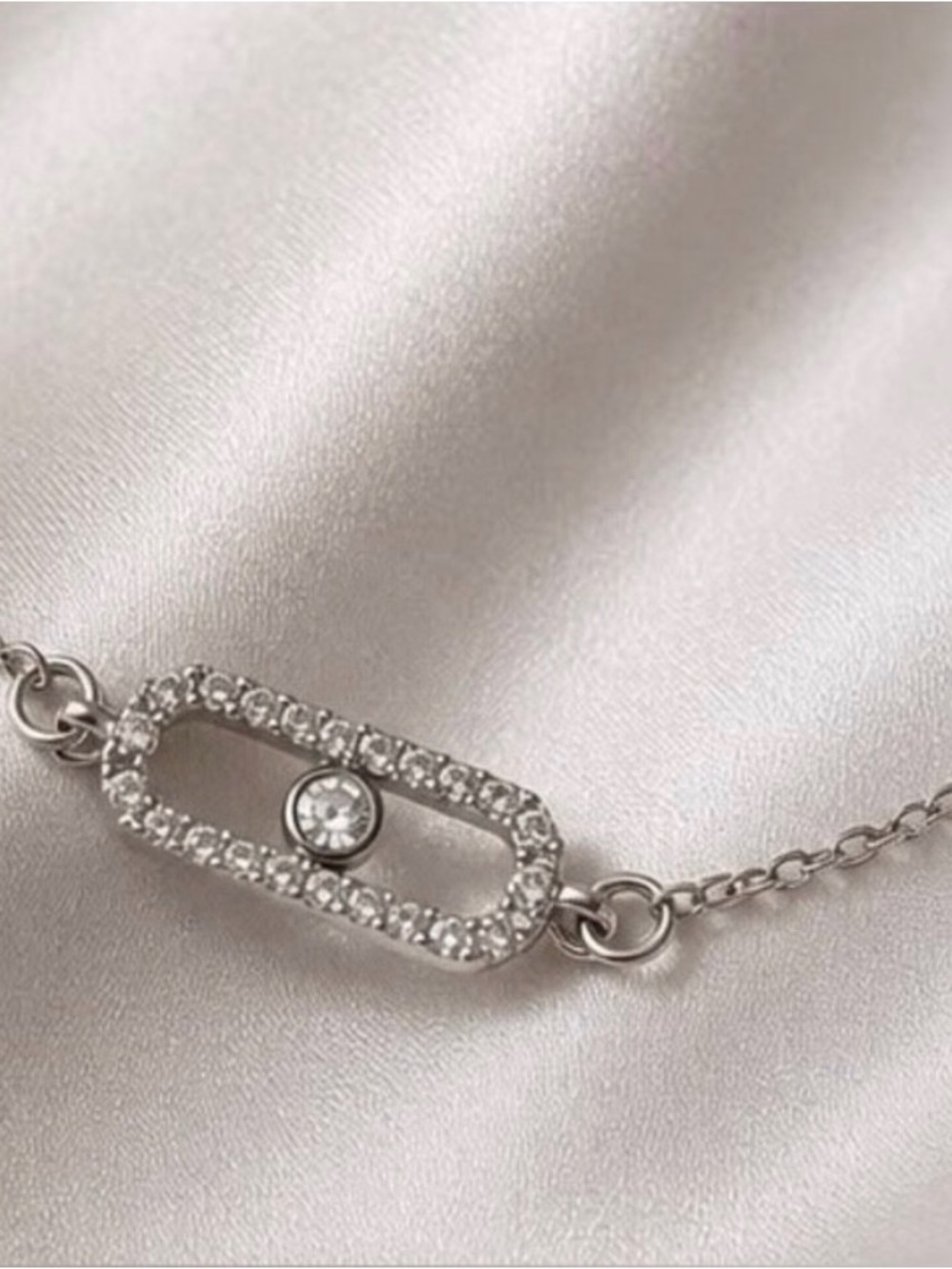 Silver Crystal Oval Link Bracelet - Picture 4 of 4